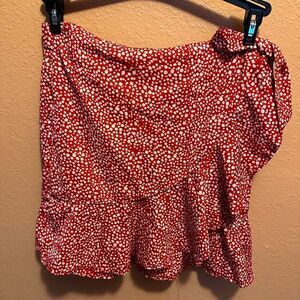 SHEIN red and white wrap around skirt